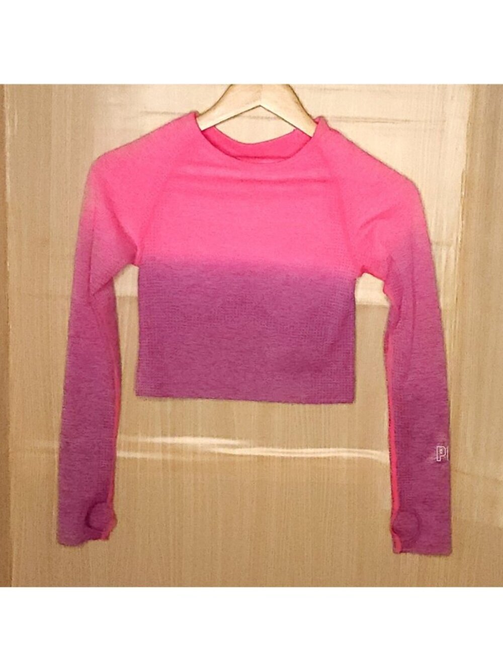 Pink Victoria's Secret Pink Cropped Long Sleeve Compression Shirt Small